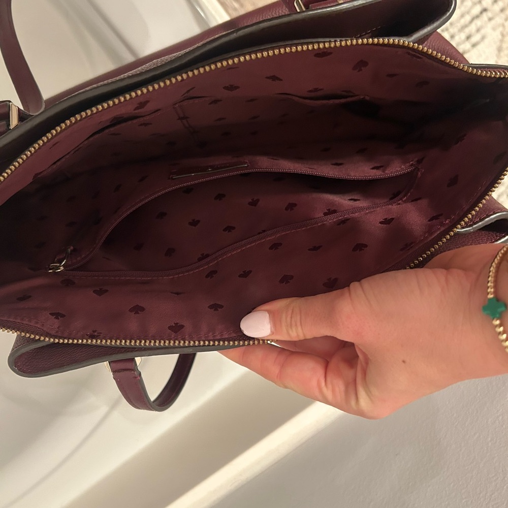 Kate Spade Burgundy Leather Tote Bag - Picture 3 of 6